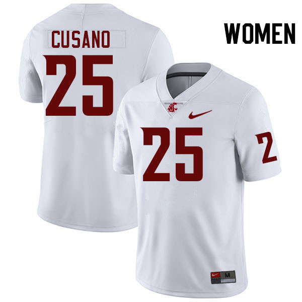 Women #25 Frank Cusano Washington State Cougars College Football Jerseys Stitched-White